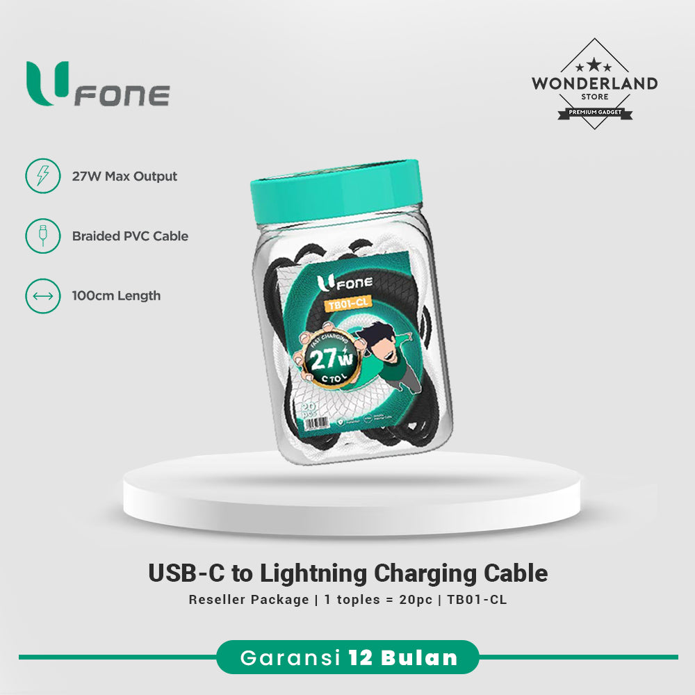 U1me x Ufone Kabel Data USB-C to Lightning 27W Charger iPhone 20pc