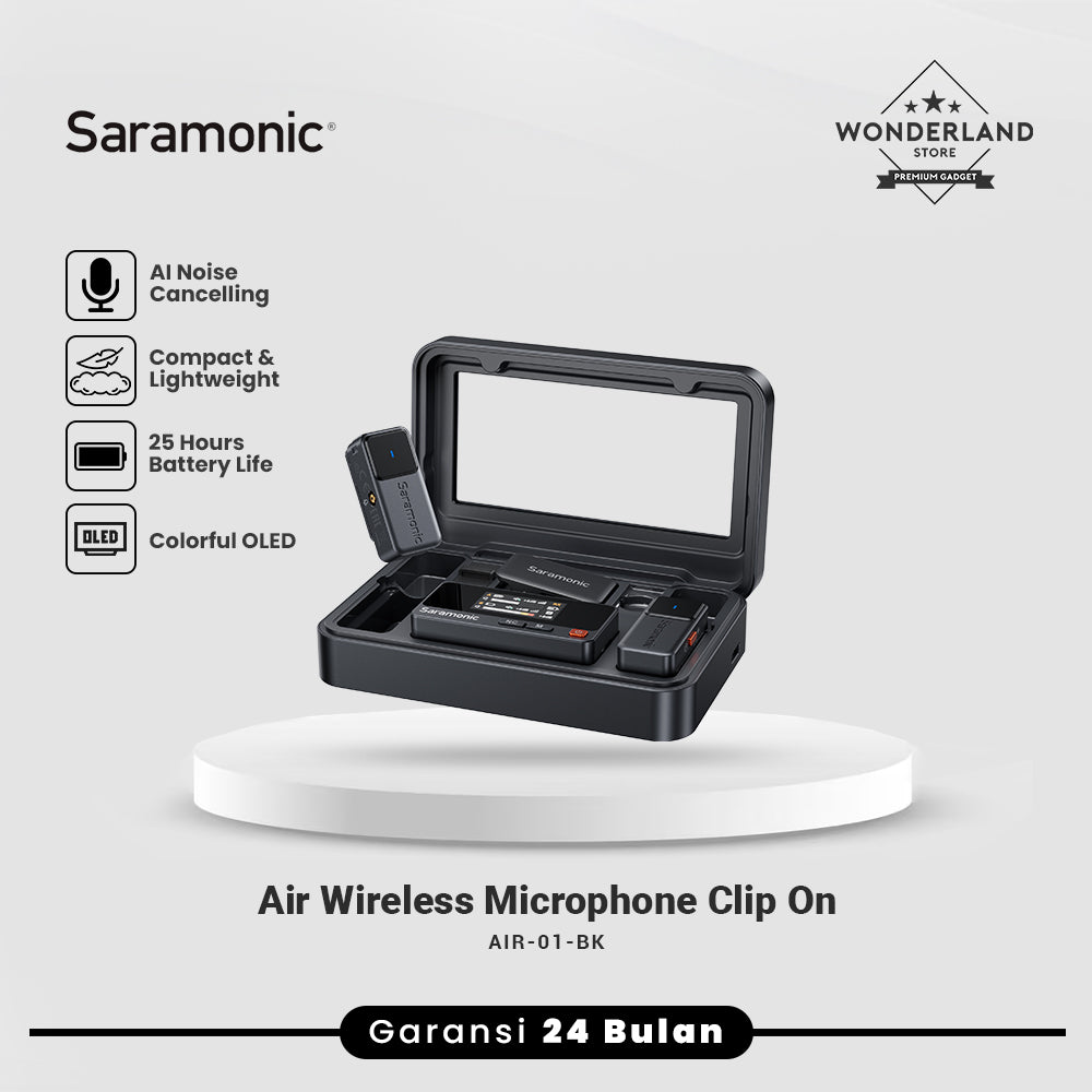 Saramonic Air Wireless Microphone Clip On Lavalier HP Camera Recording Vlog Live Mikrofon Nirkabel