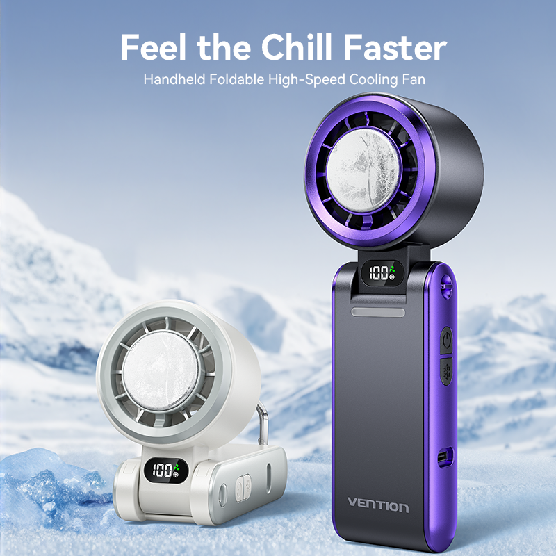 Vention Kipas Lipat Mini Portable Cooling Fan 13000RPM 3000mAh Kipas Angin Genggam LED Display