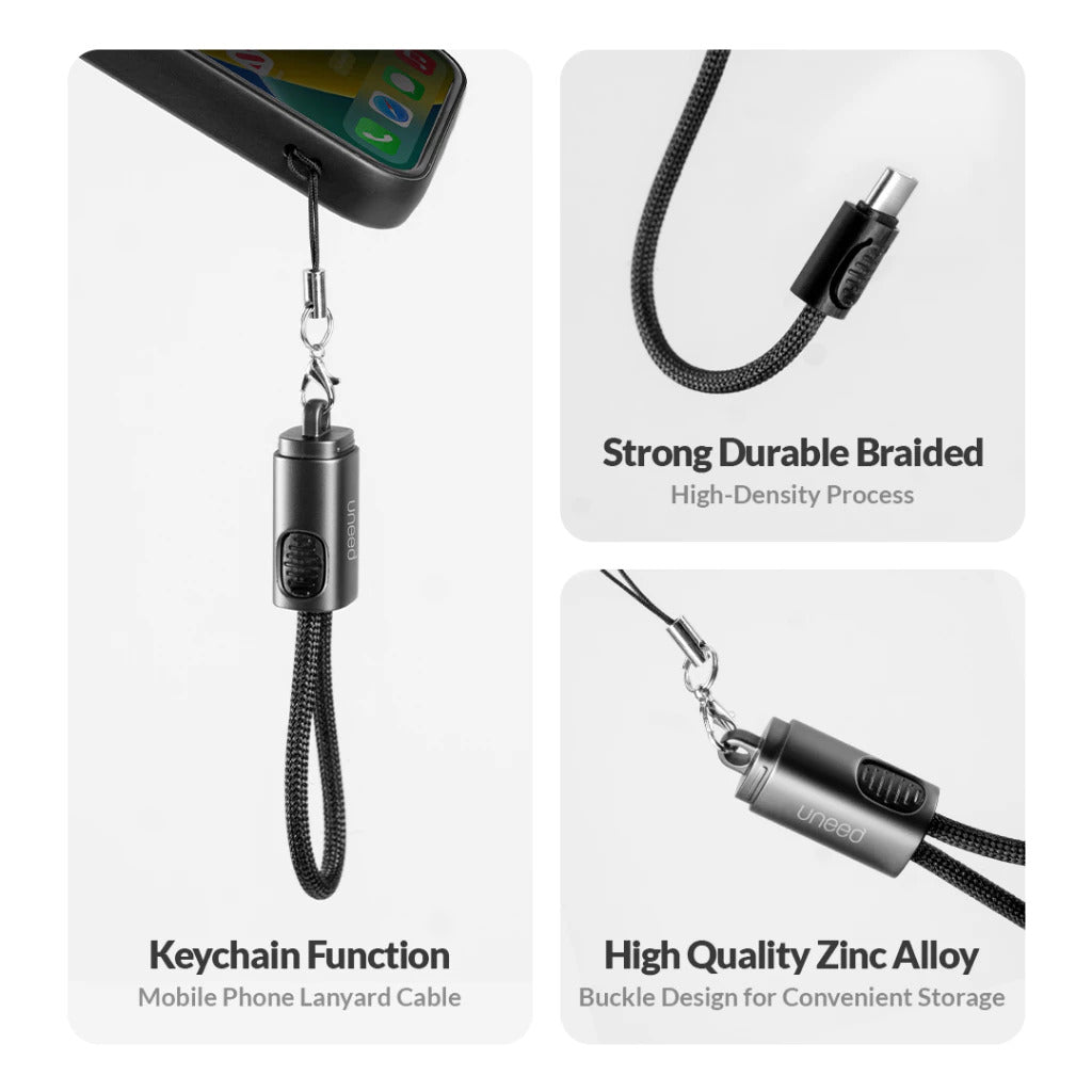 Uneed Keychain Data Cable USB-C to Lightning / USB-C to C QC PD 60W - UCB63