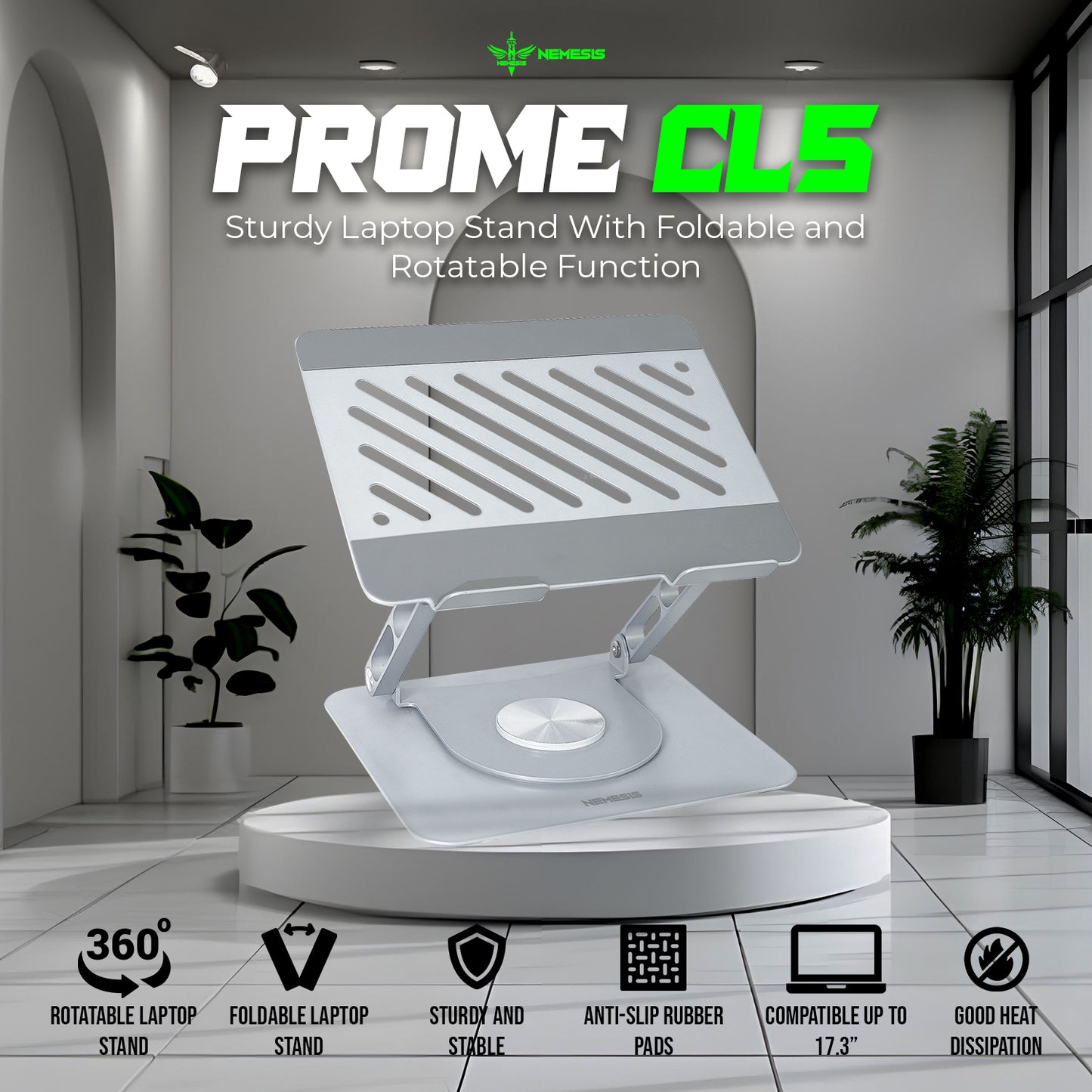Nemesis Stand Laptop Prome CL5 Ergonomic Rotate 360 Full Aluminium