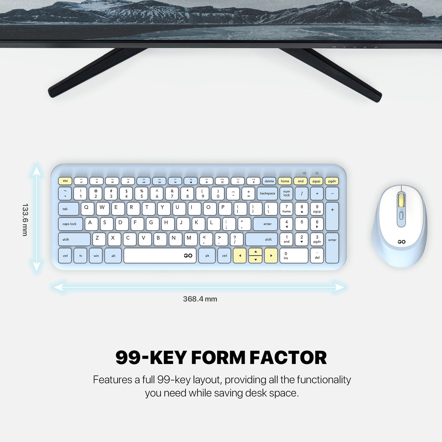 Fantech GO WK901 Combo Keyboard + Mouse Office 2.4GHz Wireless Silent 99 Keys & Clicks