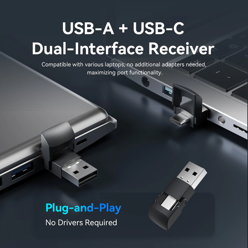 Vention Wireless Presenter Remote Red Laser Pointer with Air Mouse USB-C USB-A Receiver