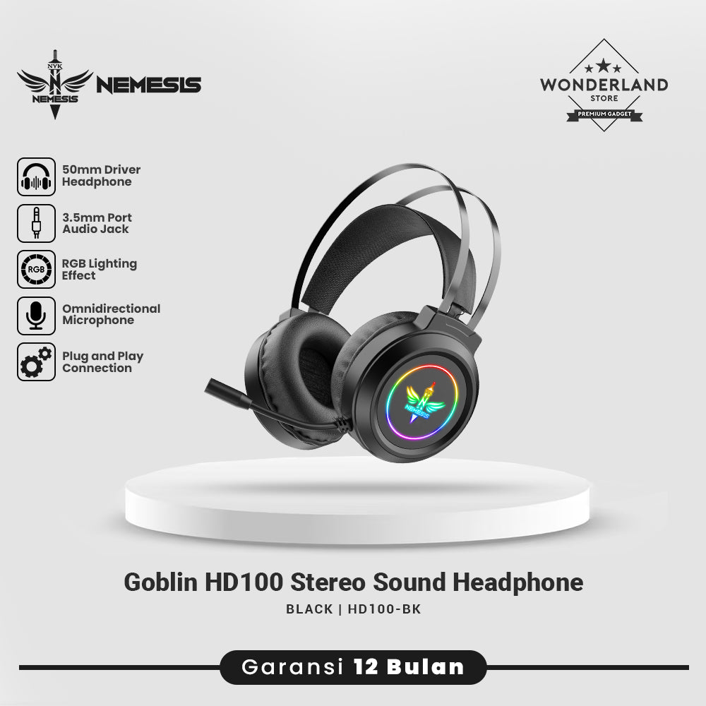 NYK Nemesis Goblin HD100 Wired Headphone 50mm Driver Stereo Sound Jack 3.5mm with Microphone