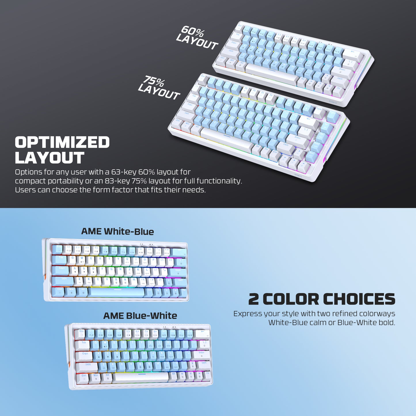 Fantech Atom X63 / X83 MK611 MK612 Wired Mechanical Gaming Keyboard Ame Edition