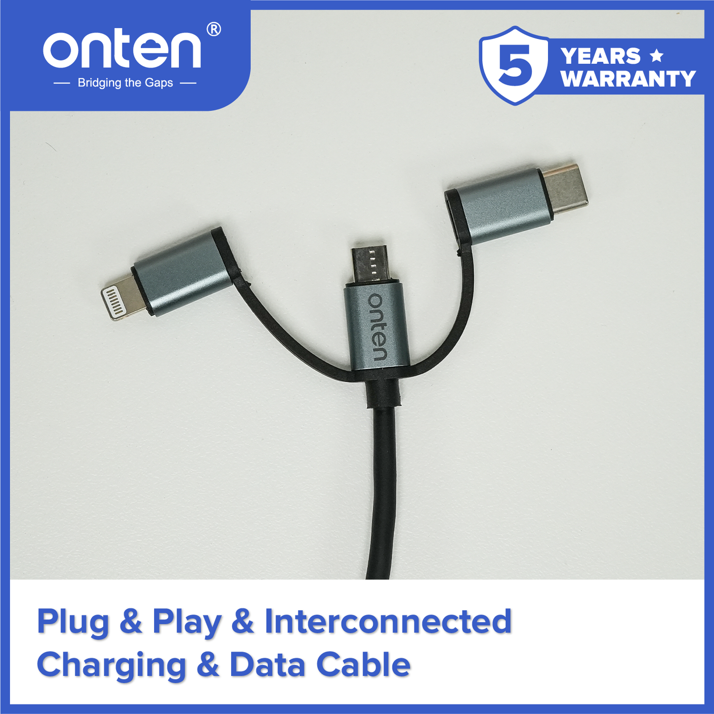 Onten Kabel Data 3in1 USB-A to USB-C / Lighting / Micro USB OTN-US37A