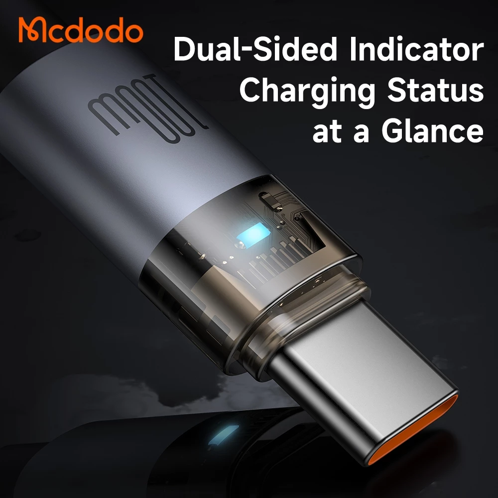 Mcdodo Kabel Data Transparant USB-C to C 100W PD PPS LED Indicator