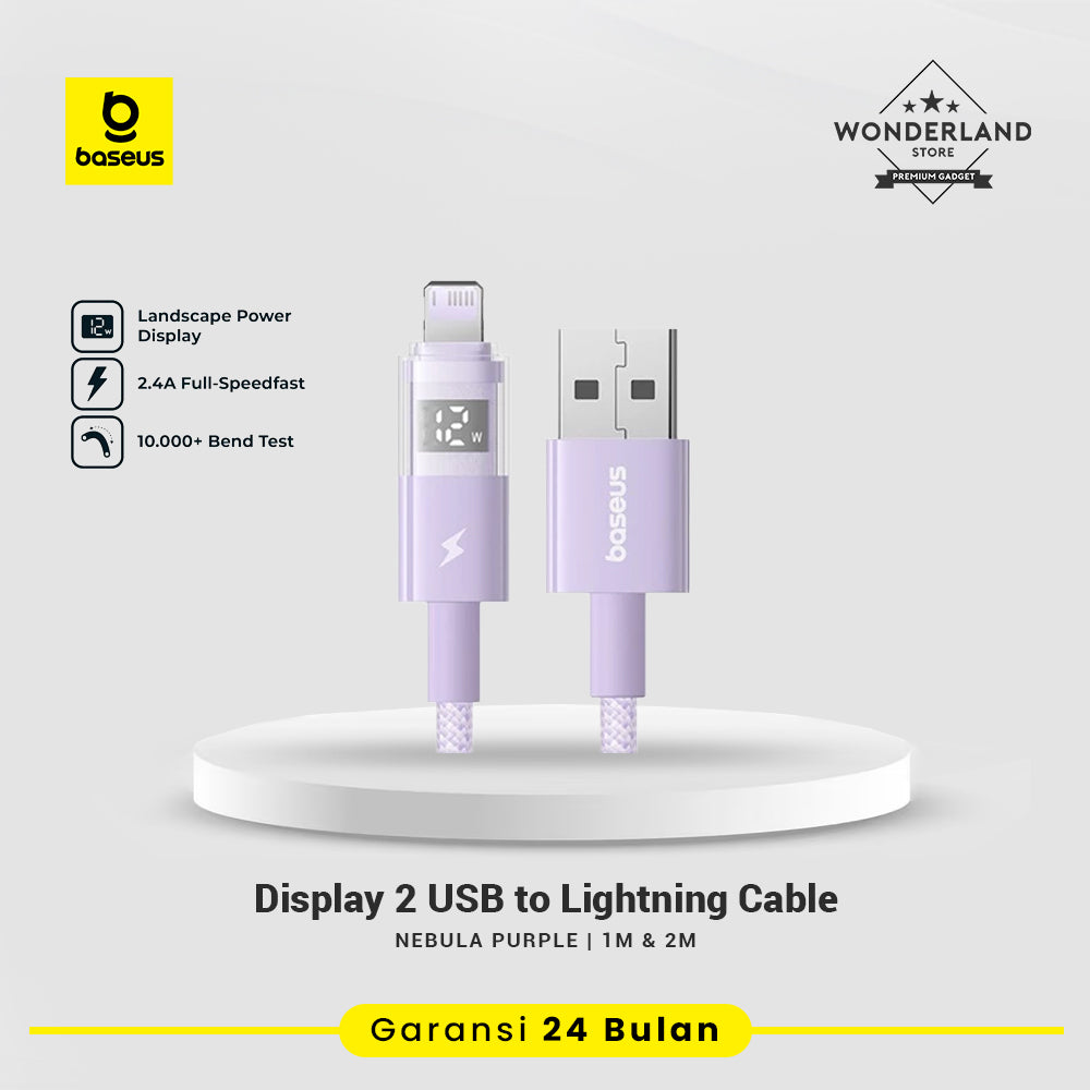 Baseus Display 2 Kabel Data USB to Lightning 2.4A Display Indicator Fast Charging