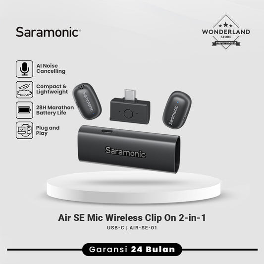 Saramonic Air Wireless Microphone Clip On Lavalier HP Camera Recording Vlog Live Mikrofon Nirkabel