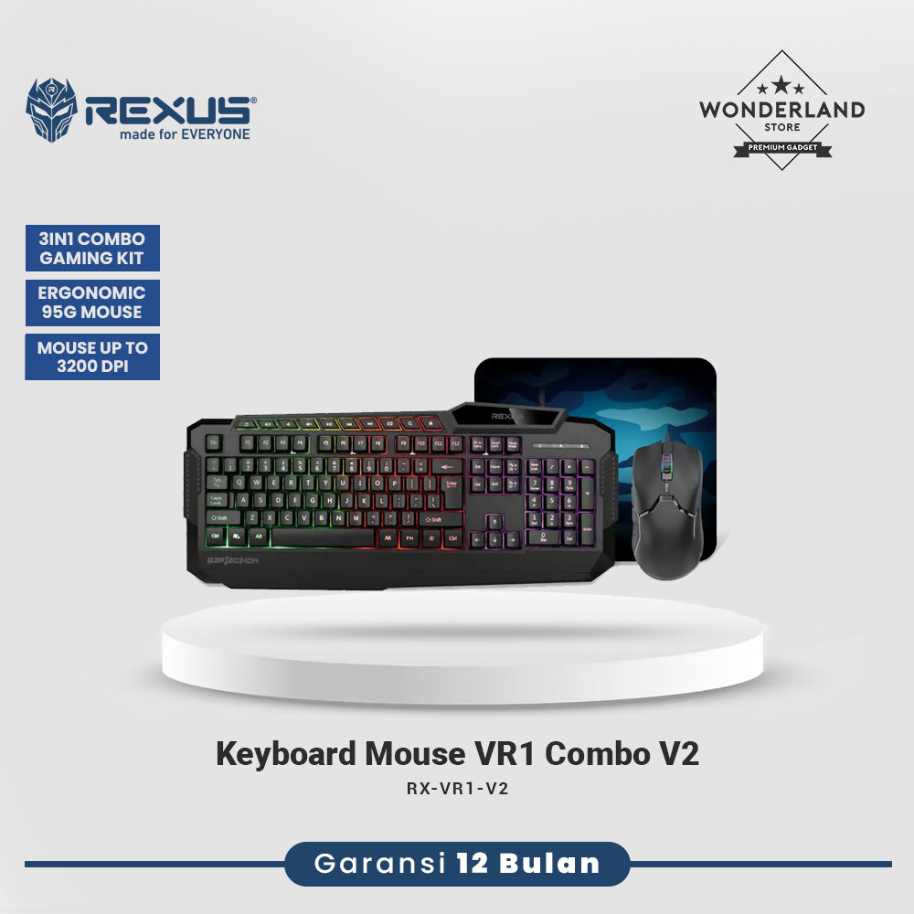 Rexus Warfaction VR1 Keyboard Mouse Gaming Combo - Free Gaming Mousepad VR1 V2