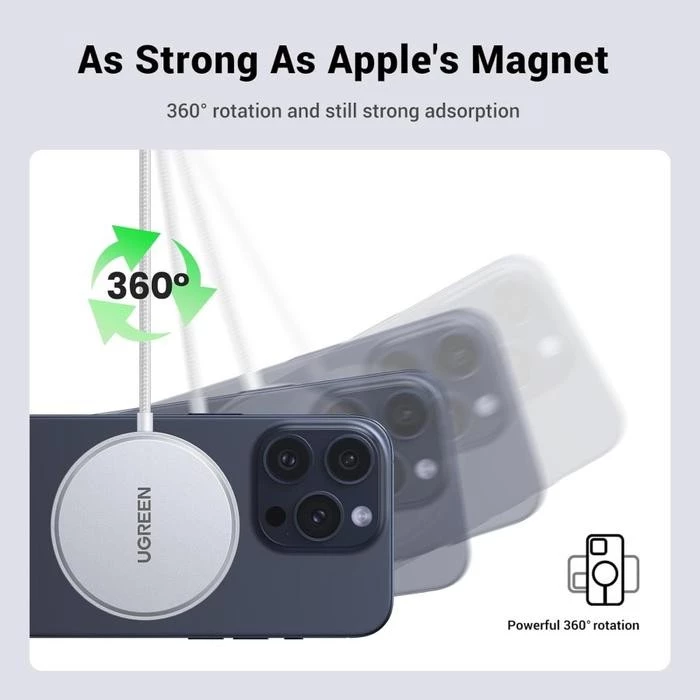 Ugreen Wireless Charging Pad Magsafe Qi2 Magnetic Wireless Charger Fast Charging 15W