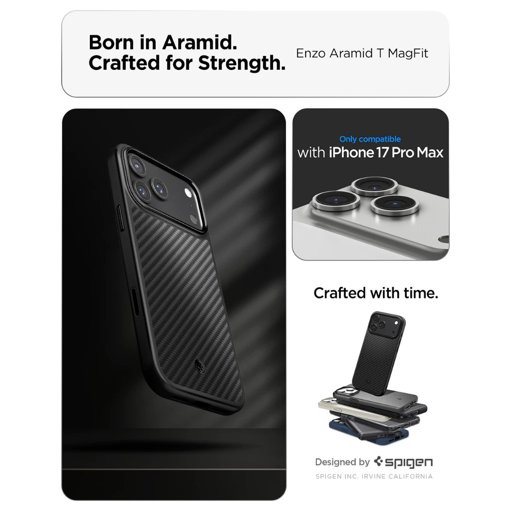 Spigen Case iPhone 17 Pro Max Air Enzo Aramid T Carbon Slim Magsafe Anti Shock Crack Casing