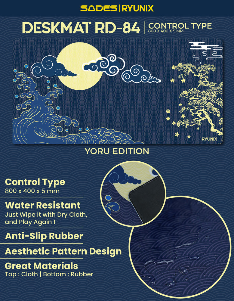 Sades Ryunix Yoru Edition RD84 / RD-84 XL Control Type Gaming Mousepad Deskmat