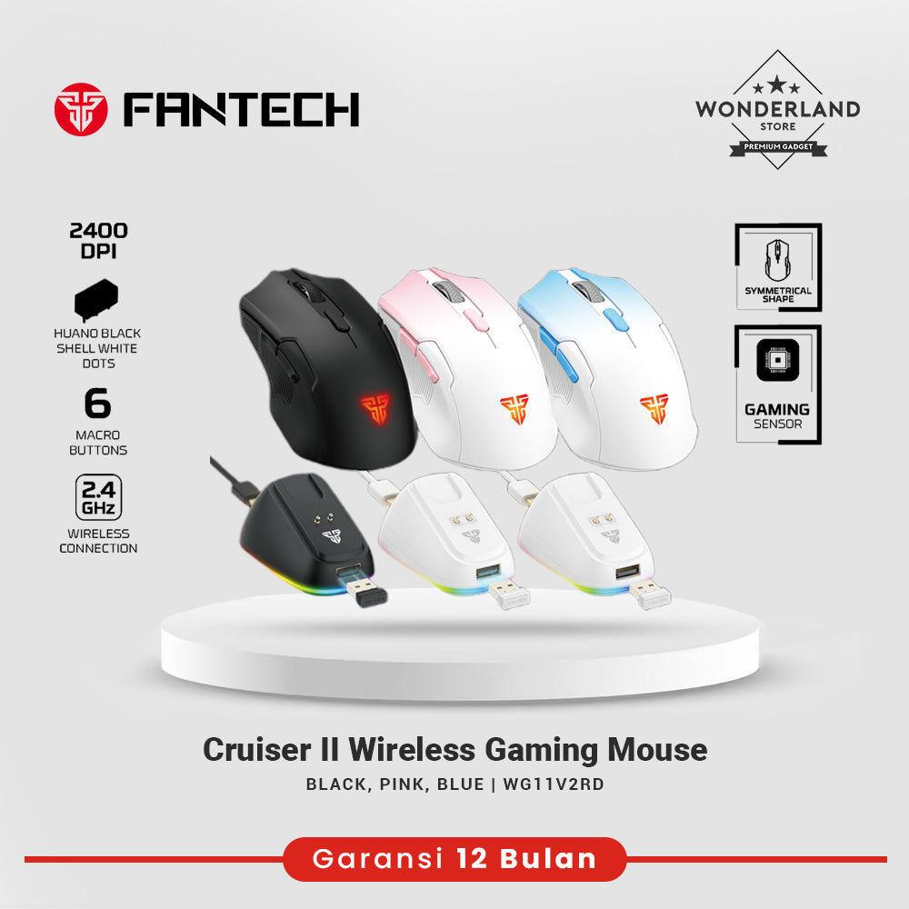 Fantech Cruiser II WG11V2RD Wireless Gaming Mouse Rechargeable 2400 DPI Includes Charging Dock