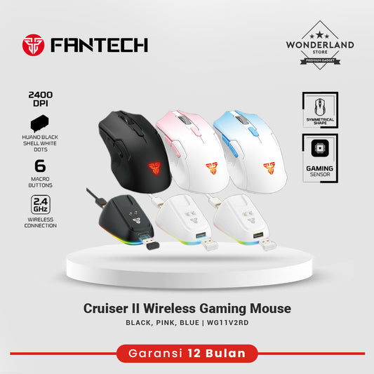 Fantech Cruiser II WG11V2RD Wireless Gaming Mouse Rechargeable 2400 DPI Includes Charging Dock