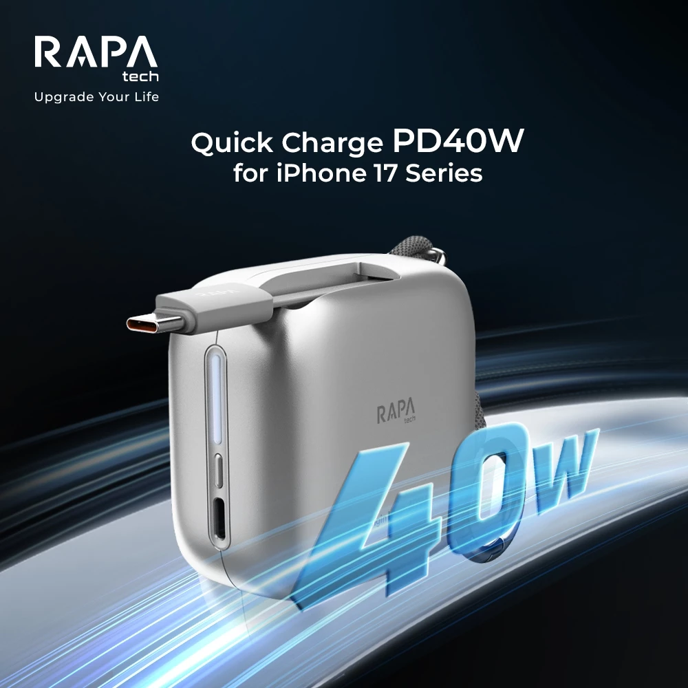 RAPAtech CCC Powerbank Origin Loop 40W with Retractable Cable Fast Charging 10000mAh