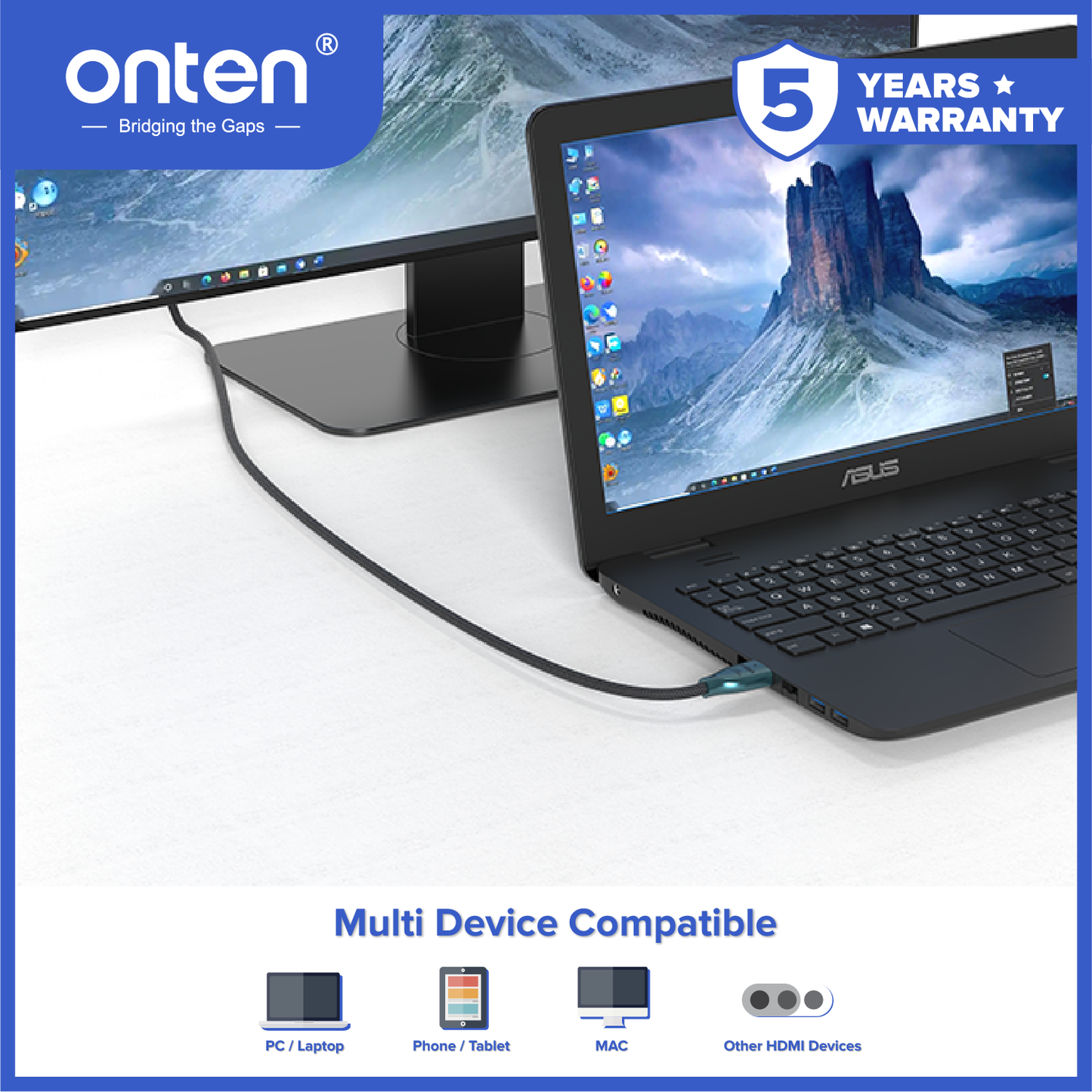 Onten Kabel HDMI 2.1 Male to Male Ultra High Speed 8K 60Hz Gold Platted OTN-HD183
