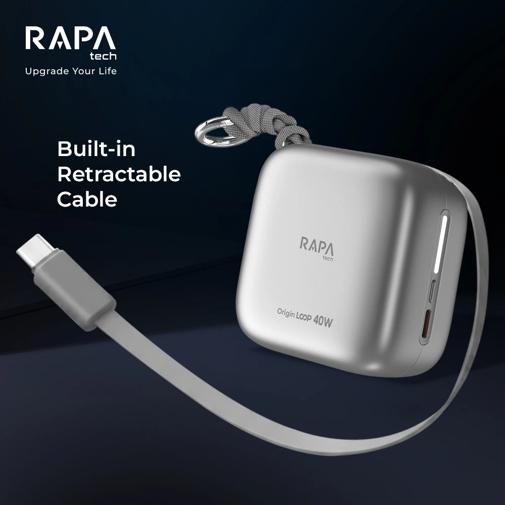 RAPAtech CCC Powerbank Origin Loop 40W with Retractable Cable Fast Charging 10000mAh