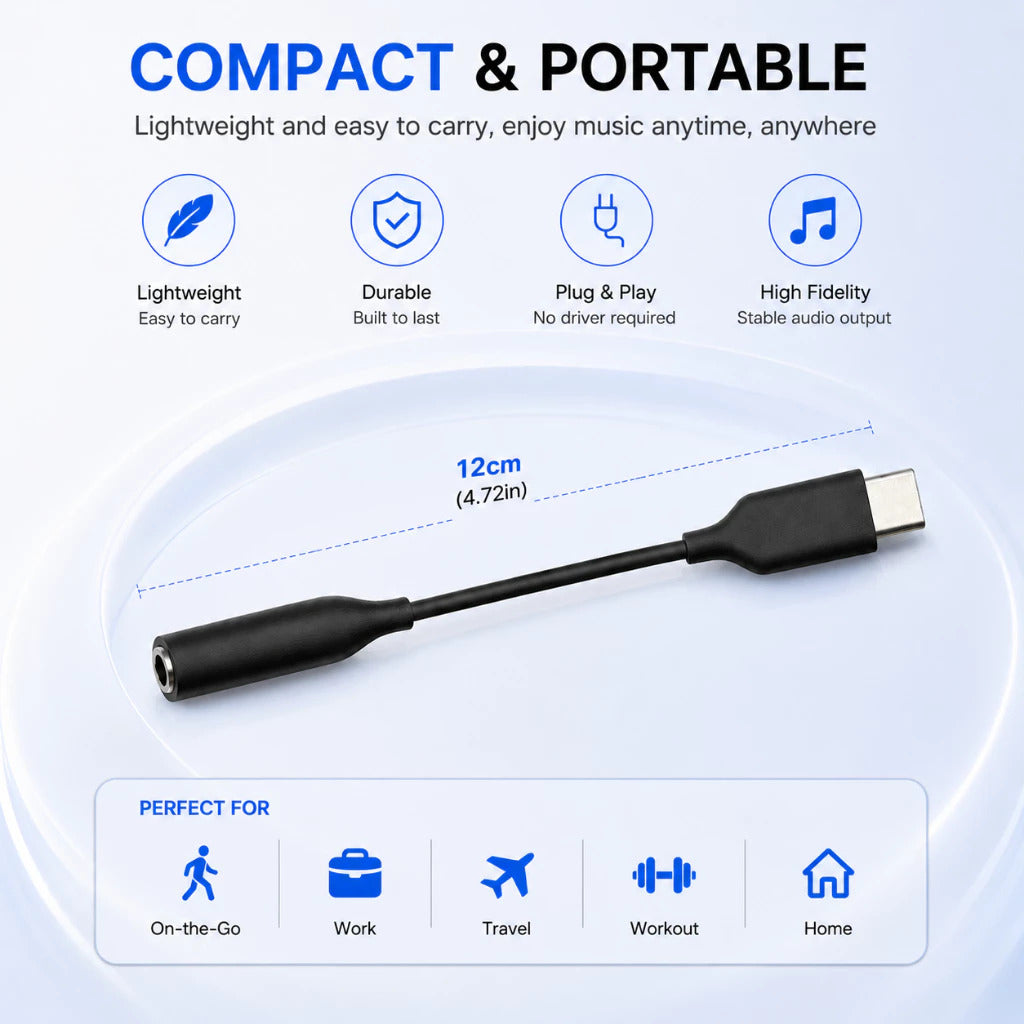OnPrime Converter USB-C to Jack 3.5mm DAC Hi Res Audio Low Noise Open Mic 12201
