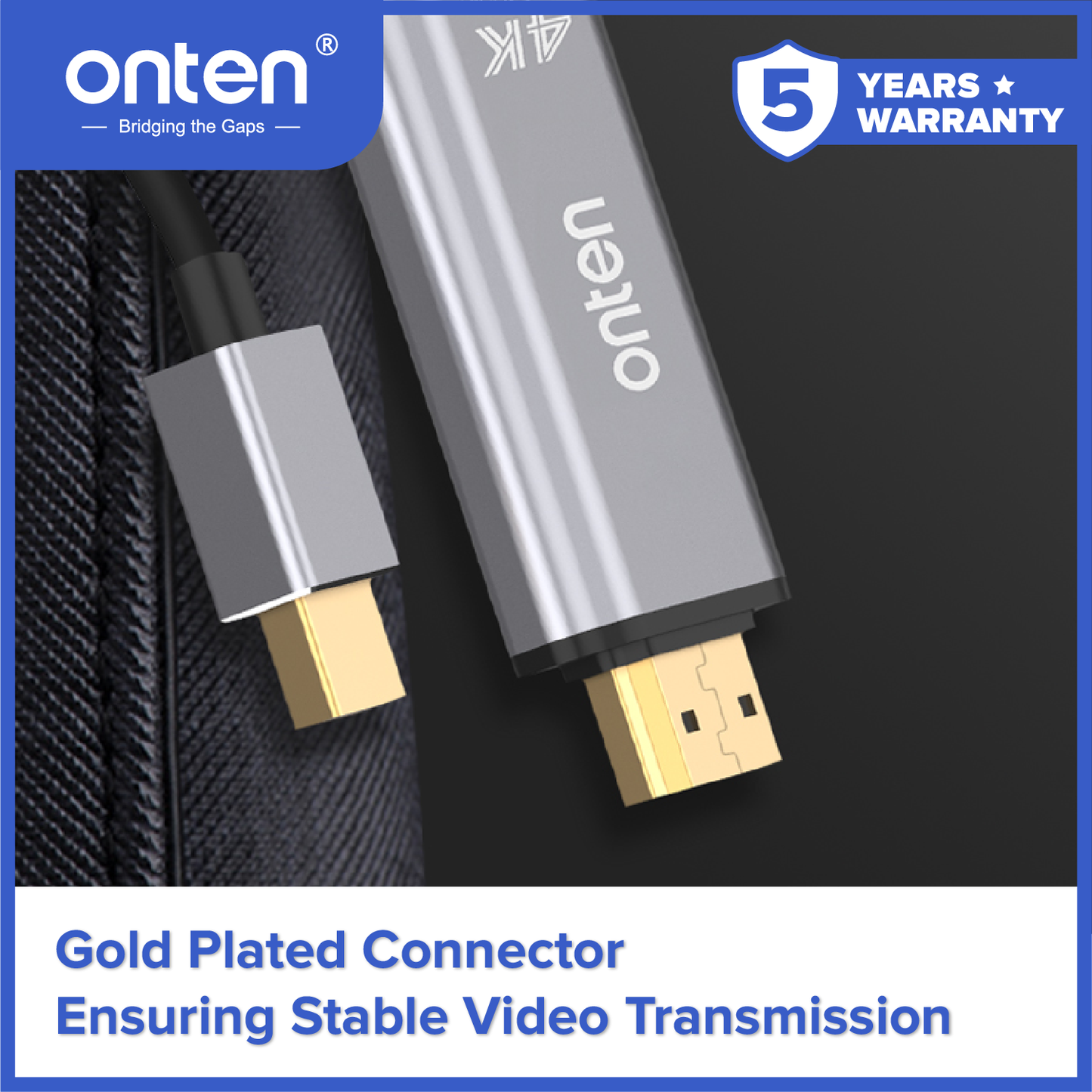 Onten Kabel Mini DP to HDMI Male Converter 1.8Meter Up to 4K @60Hz OTN-5130B