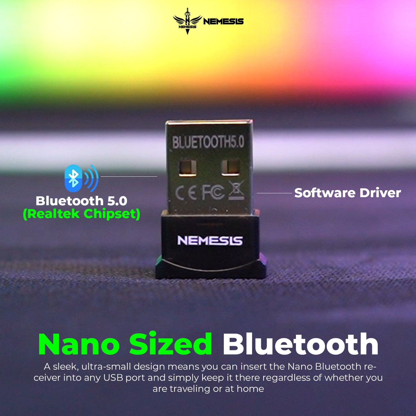 NYK Nemesis Bluetooth 5.3 Dongle Realtek 10m Transmission Gold Platted N10