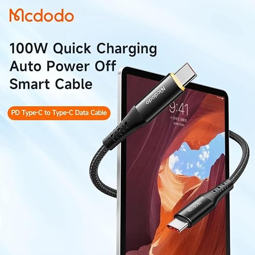 Mcdodo Kabel Data USB-C to C 100W Auto Power Off PD PPS Fast Charging CA-3460