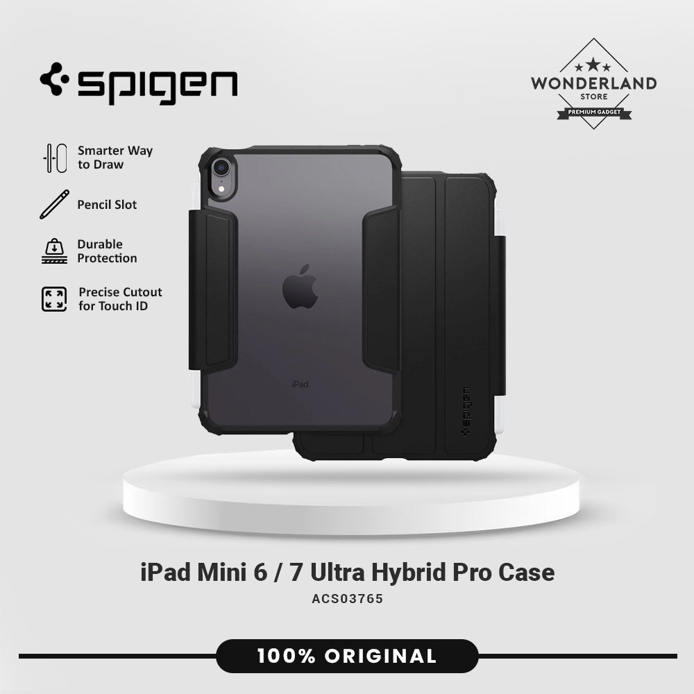 Spigen Case iPad Mini 7/6 8.3 2024 Spigen Ultra Hybrid Pro Stand Flip Cover Anti Shock Crack Slim Casing