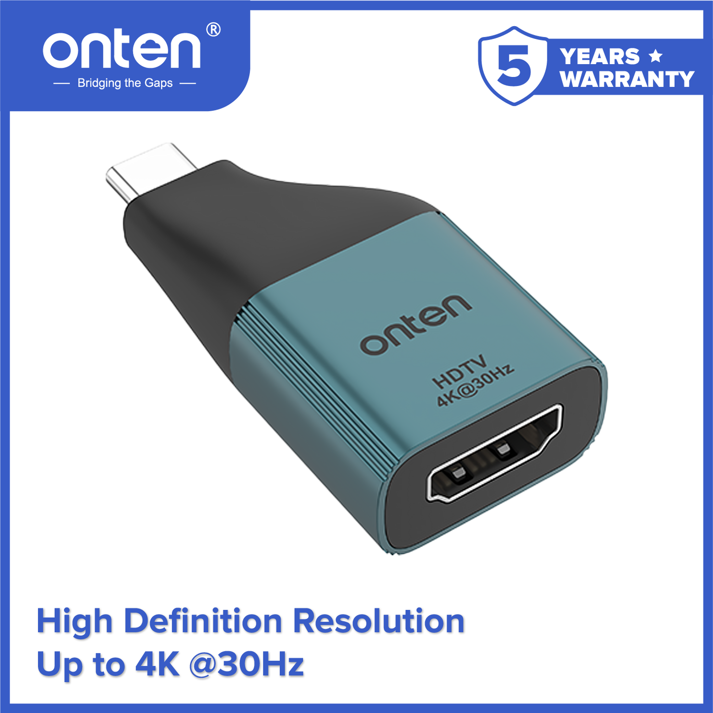 Onten Converter Adapter USB-C to HDMI 4K 30Hz HDTV Thunderbolt DP Alt Mode OTN-UC102H