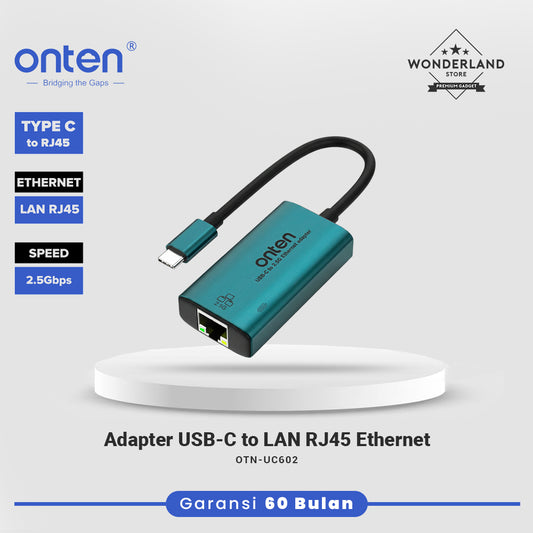 Onten Adapter USB-C to LAN RJ45 2.5GBPS High Speed Ethernet Adapter Support Mac OS Windows OTN-UC602