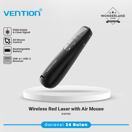 Vention Wireless Presenter Remote Red Laser Pointer with Air Mouse USB-C USB-A Receiver