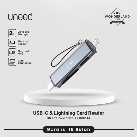 Uneed Card Reader USB-A / USB-C / Lightning to Memory SD/TF Card/USB A 2TB Support