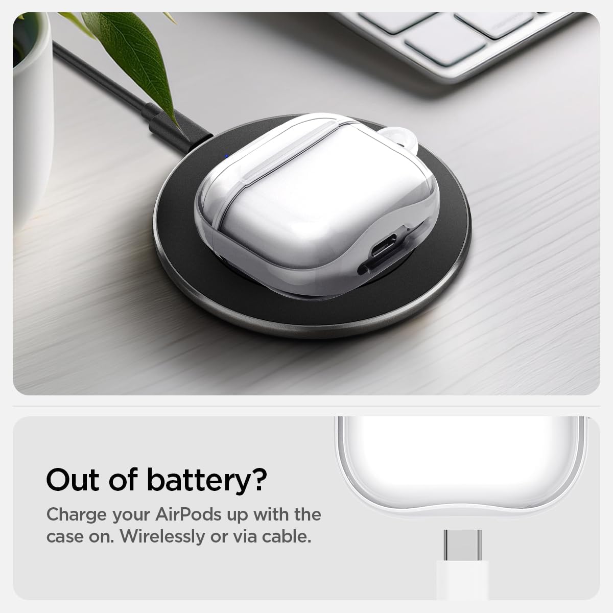 Spigen Case AirPods Gen 4 Ultra Hybrid Clear White Casing Anti Gores Slim Clear Transparan Casing