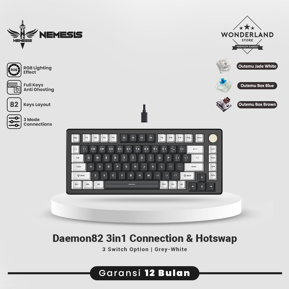 NYK Nemesis Daemon82 Gaming Keyboard 3in1 Connection Hotswap 5pin MKN09