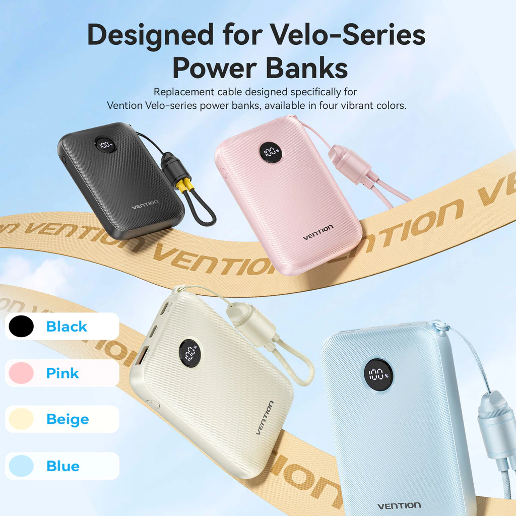 Vention Kabel Powerbank Pendek USB-C to Lightning Velo Series 27W 3A Fast Charging Nylon Braided