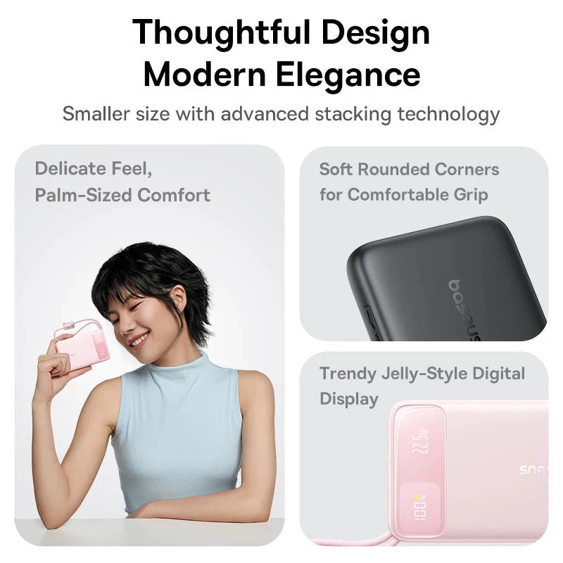 Baseus EnerFill FC11 22.5W 10000mAh Fast Charging PowerBank with Digital Display Built-in Cables
