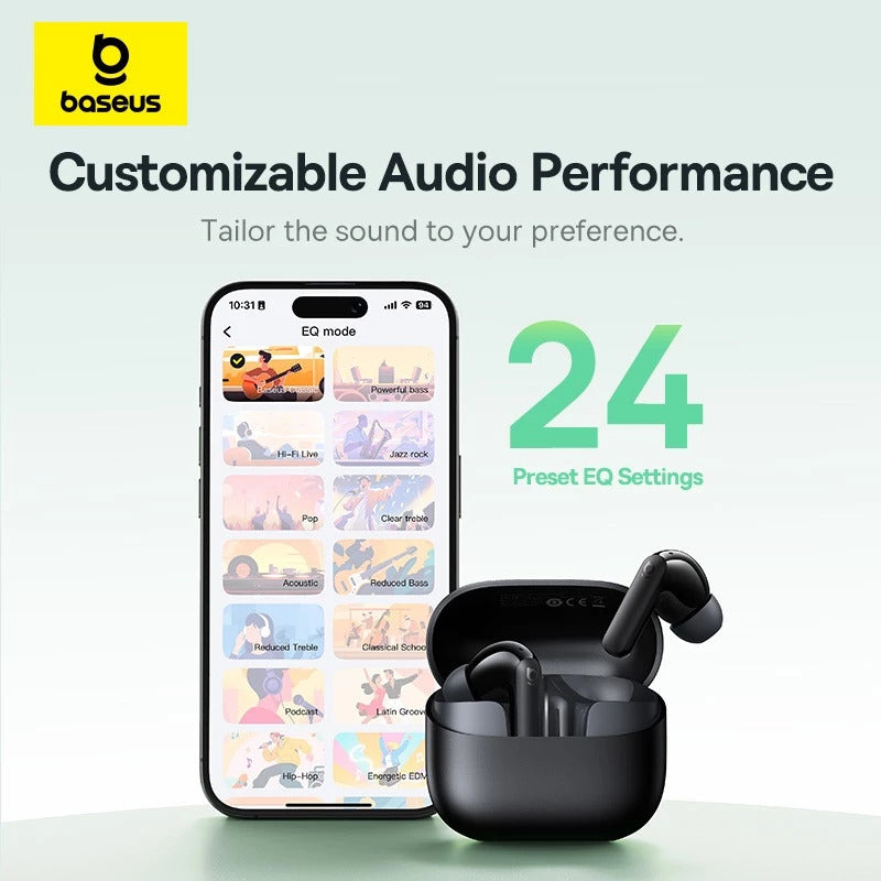 Baseus BP1 NC TWS Active Noise Cancelling -43dB 4 Mic ENC with IP55 & 41H Playtime and Bluetooth 6.0