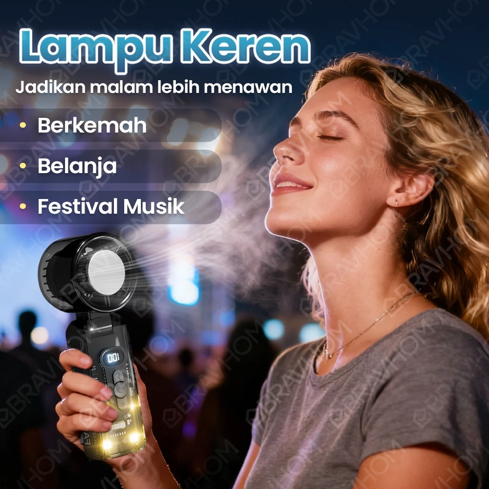 BRAVHOM FN22 Kipas Angin Turbo with Ice Cooling 4800mAh Kipas Angin Portable Mini Turbo 100 Level