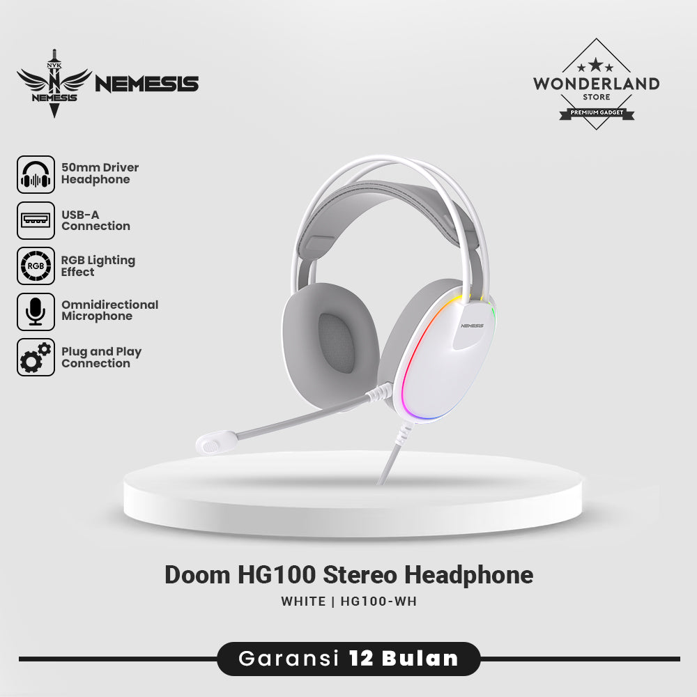 Nemesis DOOM HG100 Headset Gaming 7.1 Virtual Surround RGB Ultra-Lightweight with Microphone