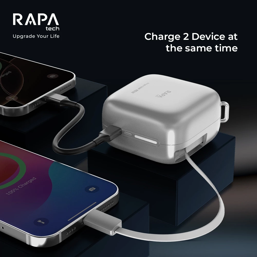 RAPAtech CCC Powerbank Origin Loop 40W with Retractable Cable Fast Charging 10000mAh
