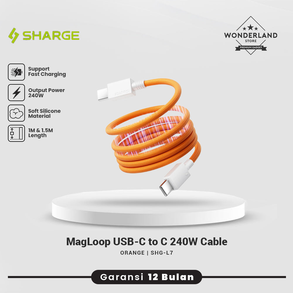 Sharge MagLoop USB-C to USB-C 240W PD 3.1 Fast Charging Braided Magnetic Cable