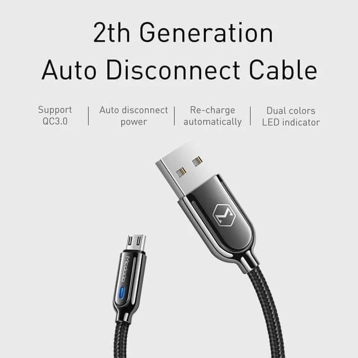Mcdodo Kabel Micro USB 2A Auto Power Off LED Indicator CA-6200