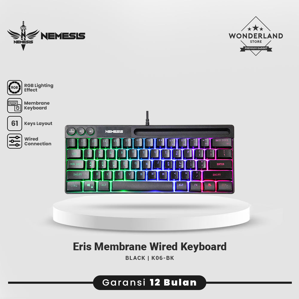NYK Nemesis Eris K06 Keyboard Gaming 61% Wired Membrane With Holder K-06