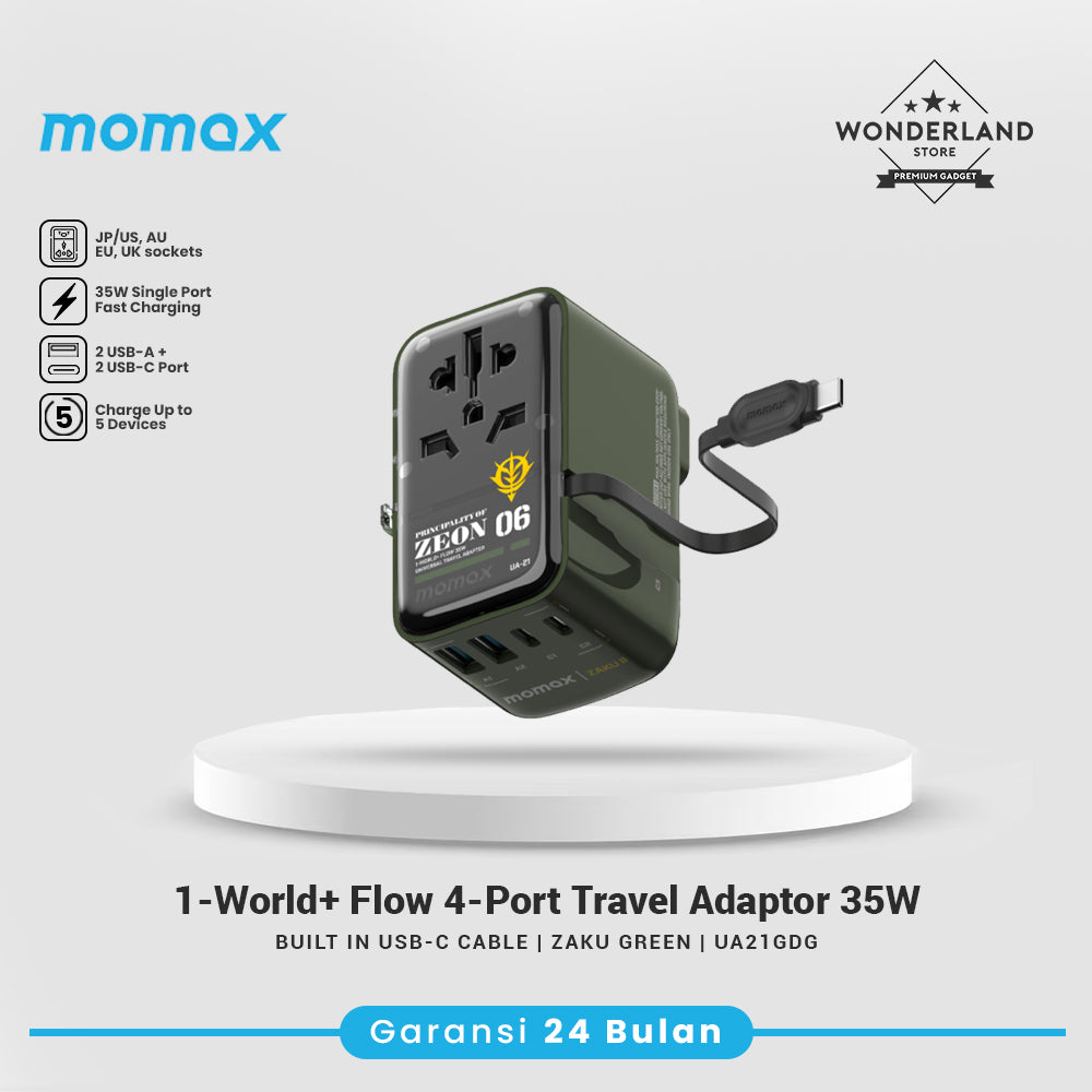 Momax Universal Travel Adaptor 1-World+ Flow 4-Port Travel Charger 35W/70W USB-C+USB-A UA18 UA21