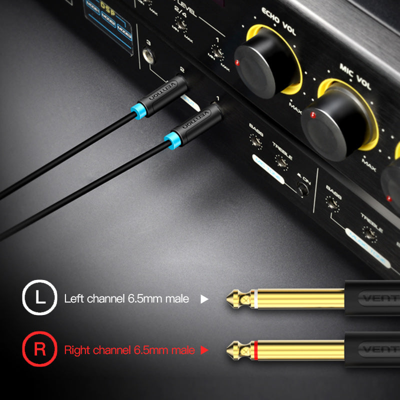 Vention Kabel AUX Splitter 3.5mm Male to Dual 6.5mm Male Jack Audio Cable 1M 2M 3M 5M - BAC