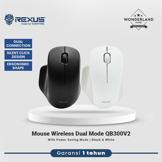 Rexus QB300V2 Dual Mode Wireless Mouse Office Ergonomic Shape Silent Click QB300 V2