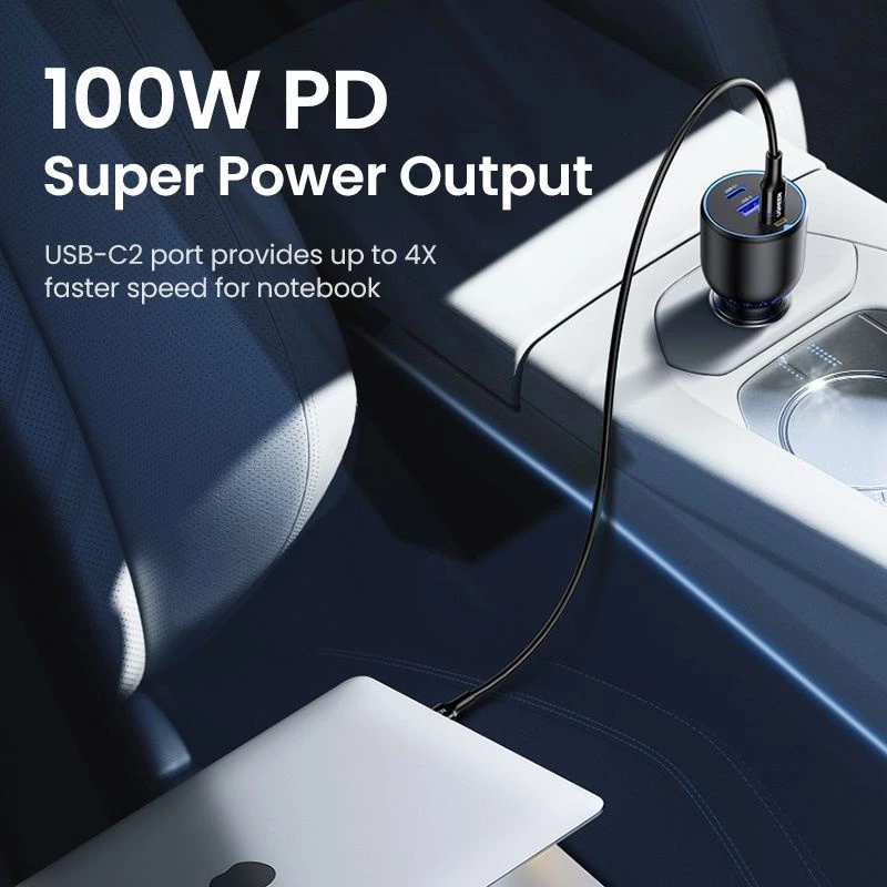 Ugreen Car Charger 130W 3 Port 2xUSB-C + 1xUSB-A 100W 30W Fast Charging