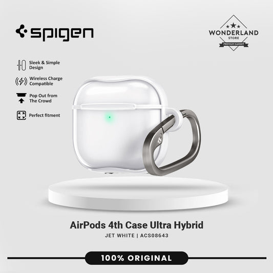 Spigen Case AirPods Gen 4 Ultra Hybrid Clear White Casing Anti Gores Slim Clear Transparan Casing