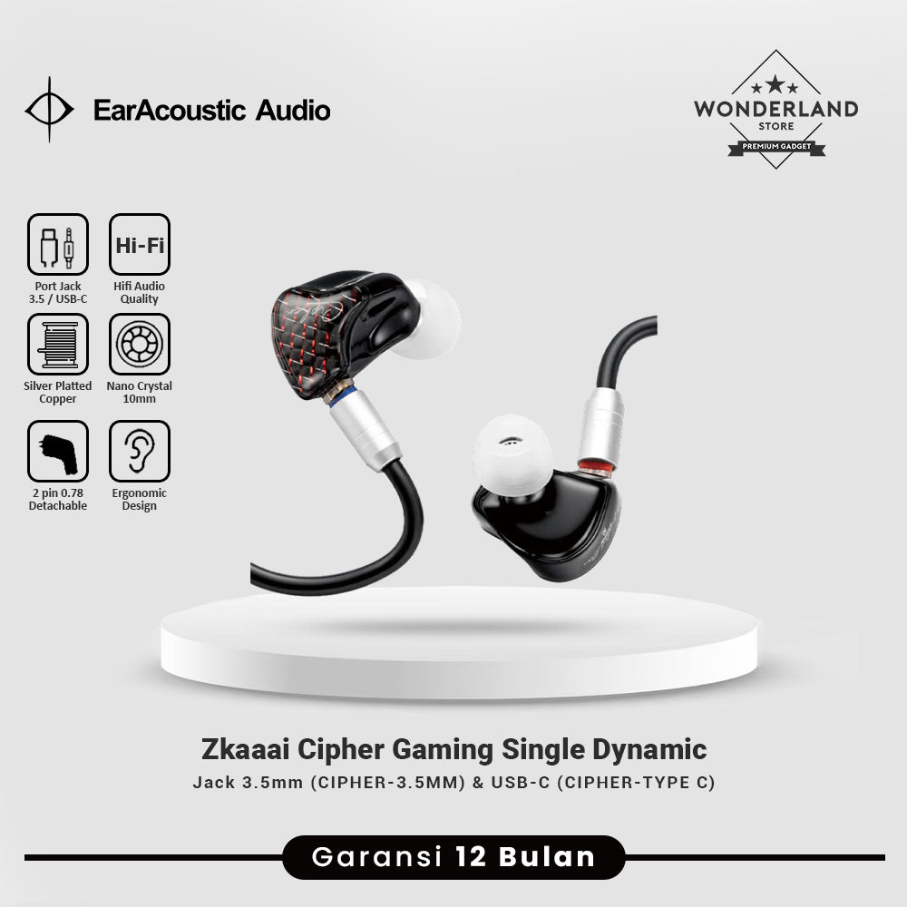 Earacoustic Zkaaai Cipher Gaming Single Dynamic Driver In Ear Monitor IEM Earphone