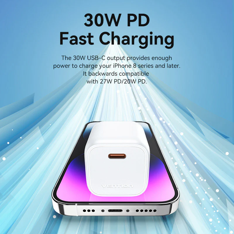 Vention GaN Mini 30W Fast Charger Adapter Super PD Power Delivery Quick Charge