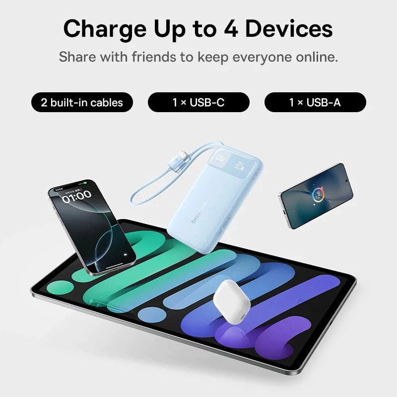 Baseus EnerFill FC11 22.5W 10000mAh Fast Charging PowerBank with Digital Display Built-in Cables